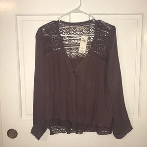 Boho light purple lace blouse